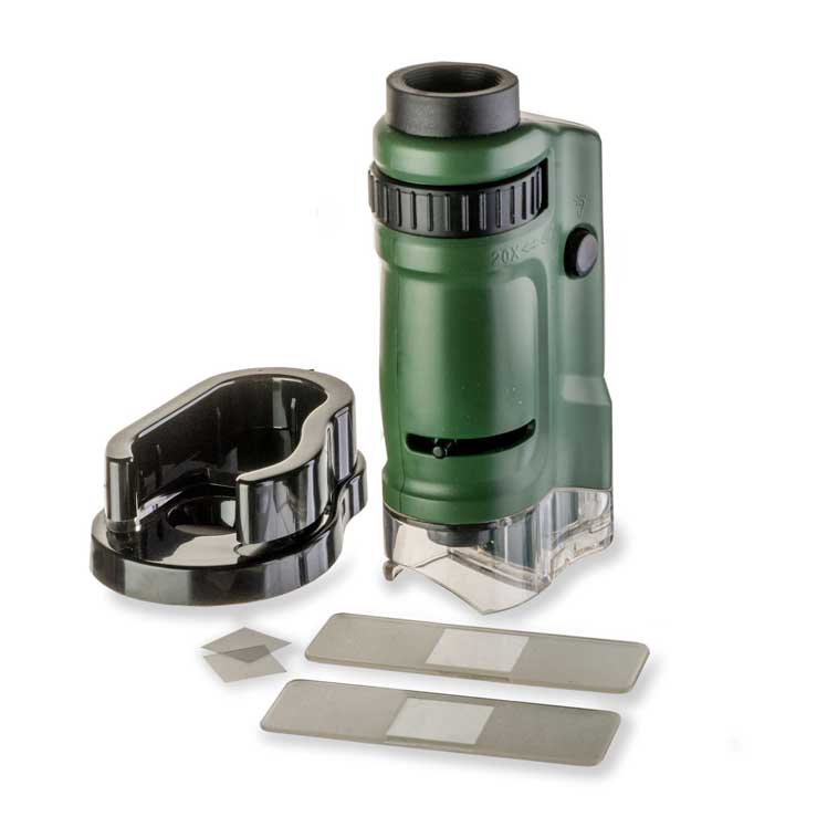 Håndholdt mikroskop med objektglas