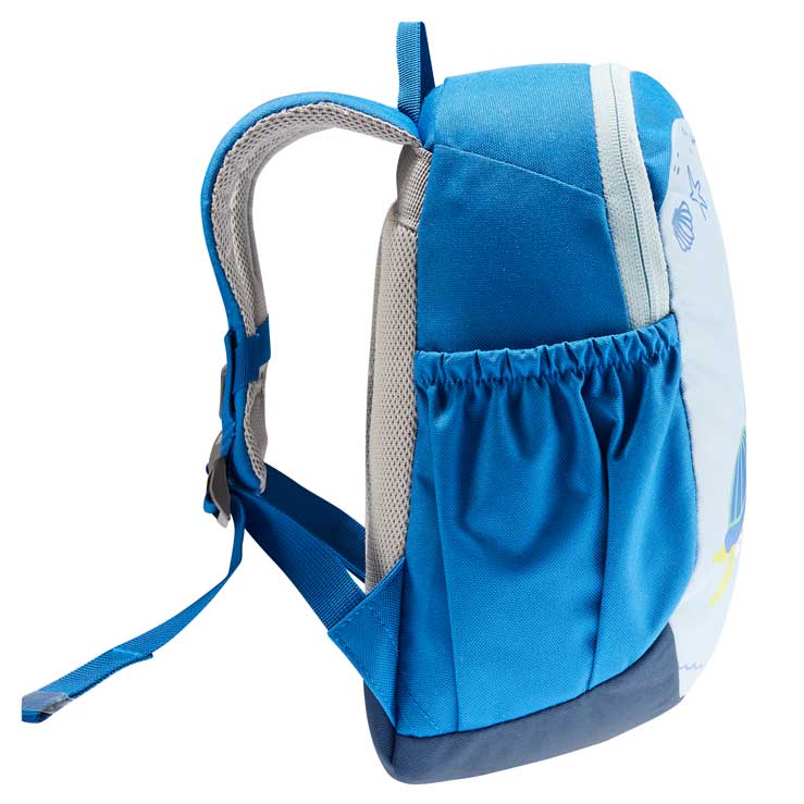 Mini rygsæk til børn, 2 år, fra Deuter. Pico aqua lapis 5 L. Set fra siden.