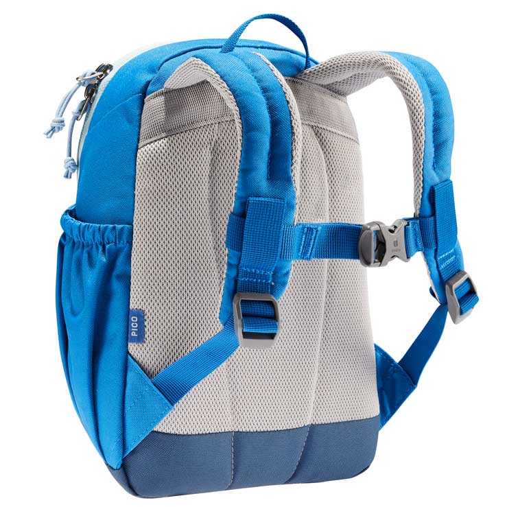 Mini rygsæk til børn, 2 år, fra Deuter. Pico aqua lapis 5 L. Set forfra.