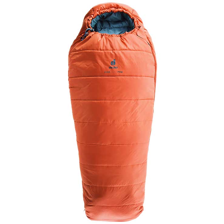 Deuter Starlight Pro. Sovepose til barn fra deuter i farven orange - billedet af sovepose udrullet