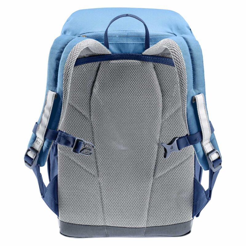 Deuter Waldfuchs 10 børne-rygsæk set bagfra med polstrede skulderstropper, brystrem og ergonomisk rygpanel