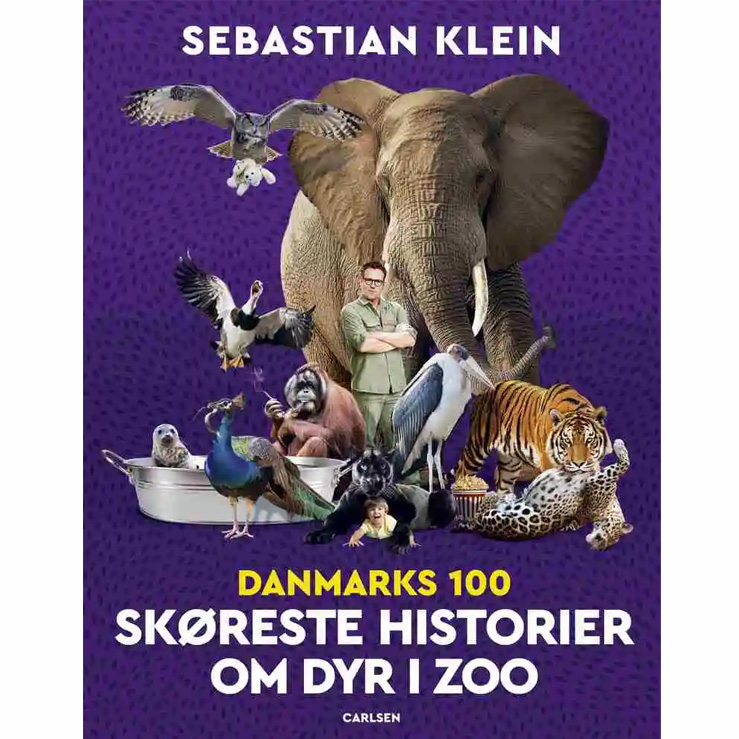 De-100-skoereste Sebastian Klein med dyr fra bogen Danmarks 100 skøreste historier om dyr i zoo