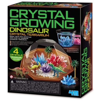 Dinosaur Krystal Terrarium med voksende krystaller